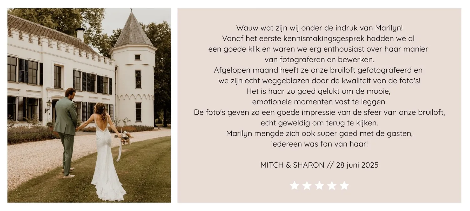 Review van Mitch & Sharon over Marilyn Fotografie