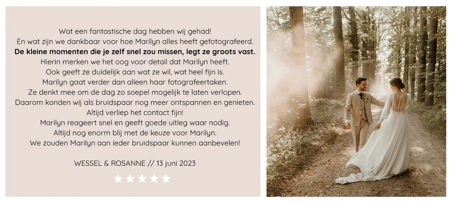 Review van Wessel & Rosanne over Marilyn Fotografie